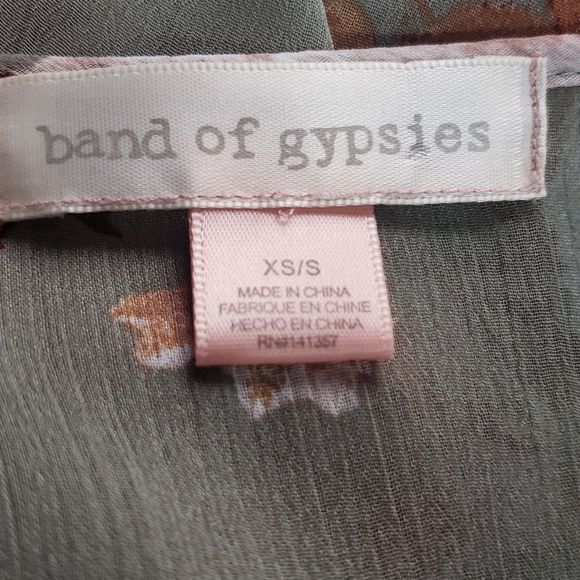 Band of Gypsies floral grayish Green polyester oversized open wrap,sz S - Picture 6 of 6